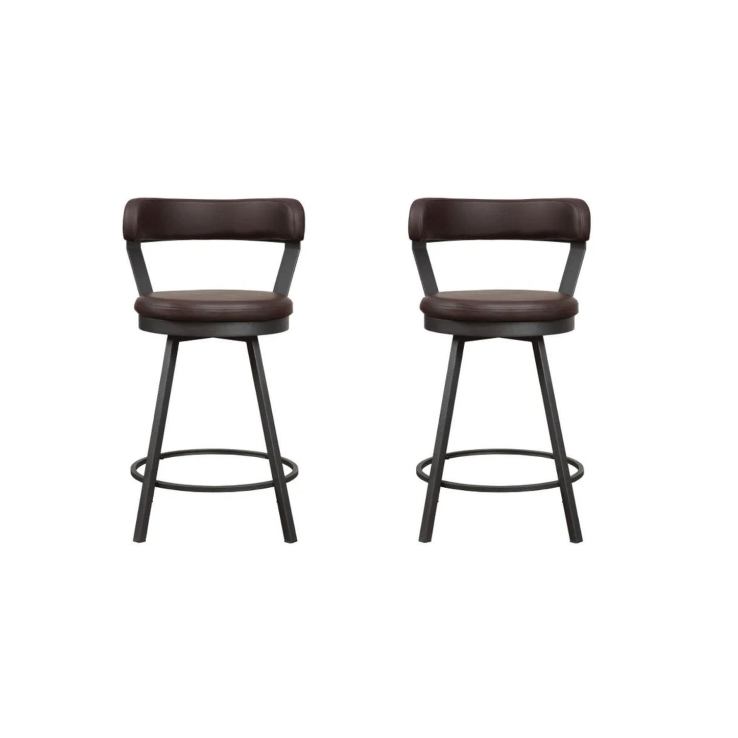 5566 24"H Brown Swivel Counter Height Chair (Set of 2)