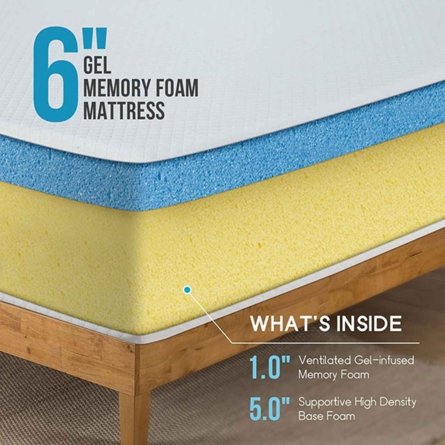 DM510 6"H Gel Memory Foam Mattress Only