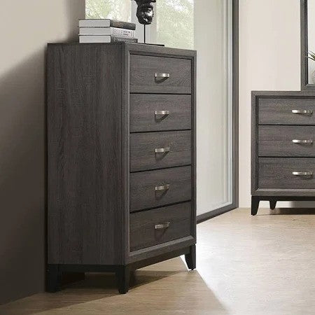 Amora 5-Drawer Chest Grey