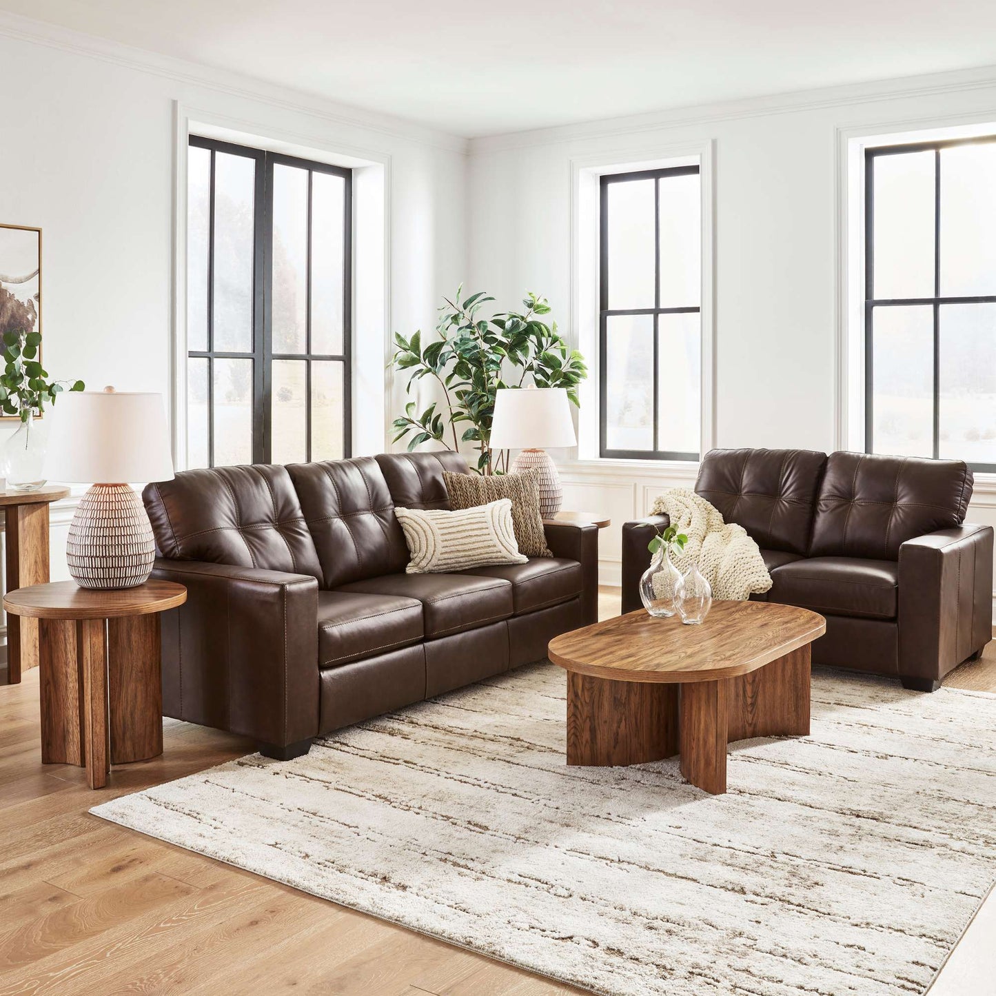Asteria Genuine Leather Match Sofa and Loveseat Set