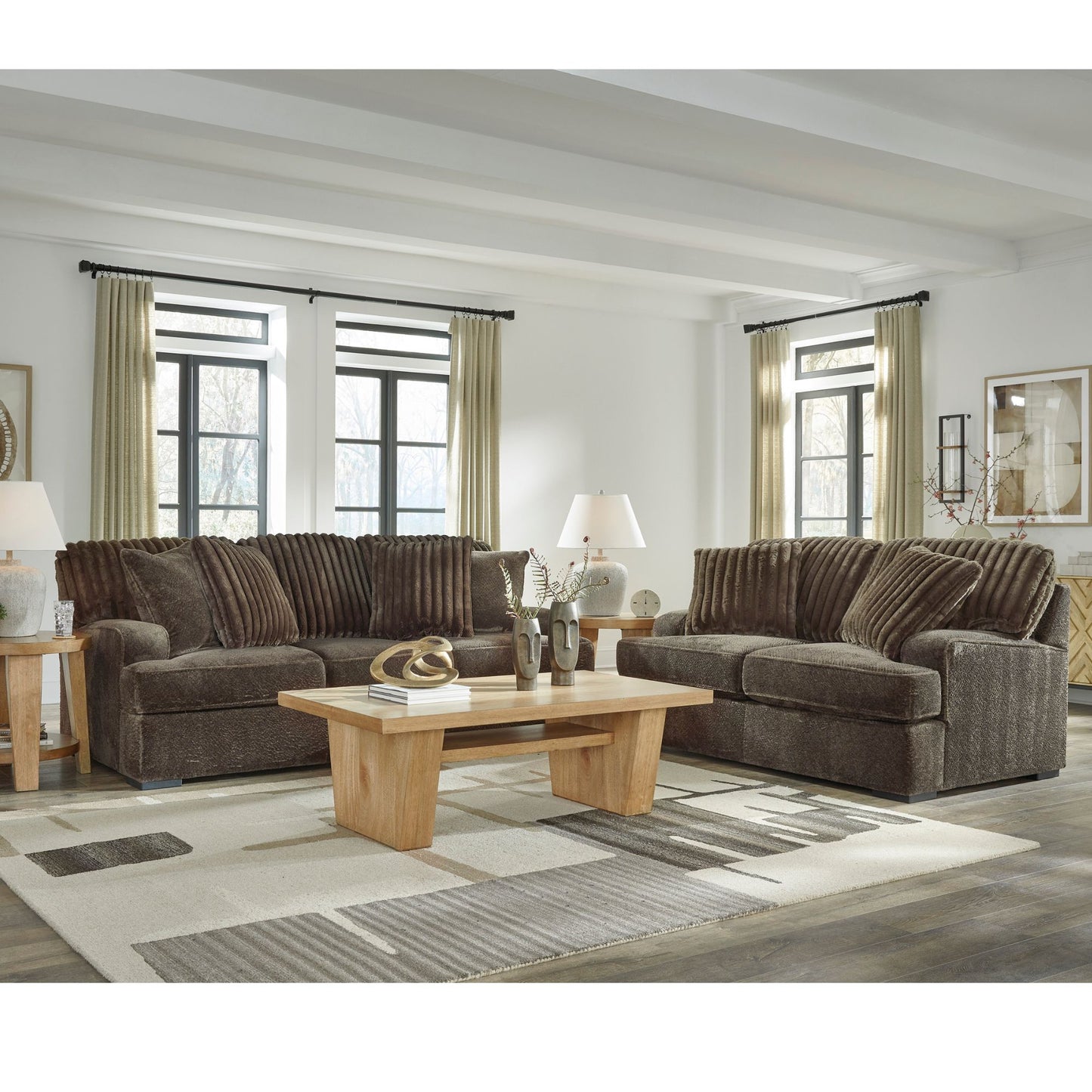 Avenal Brown Sofa and Loveseat Set