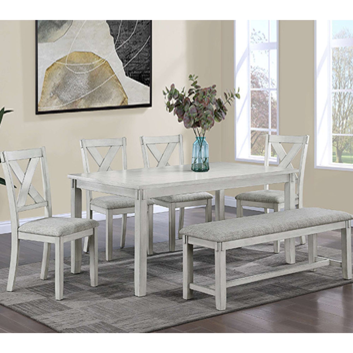 Booker 6-Piece Dining Set with Bench