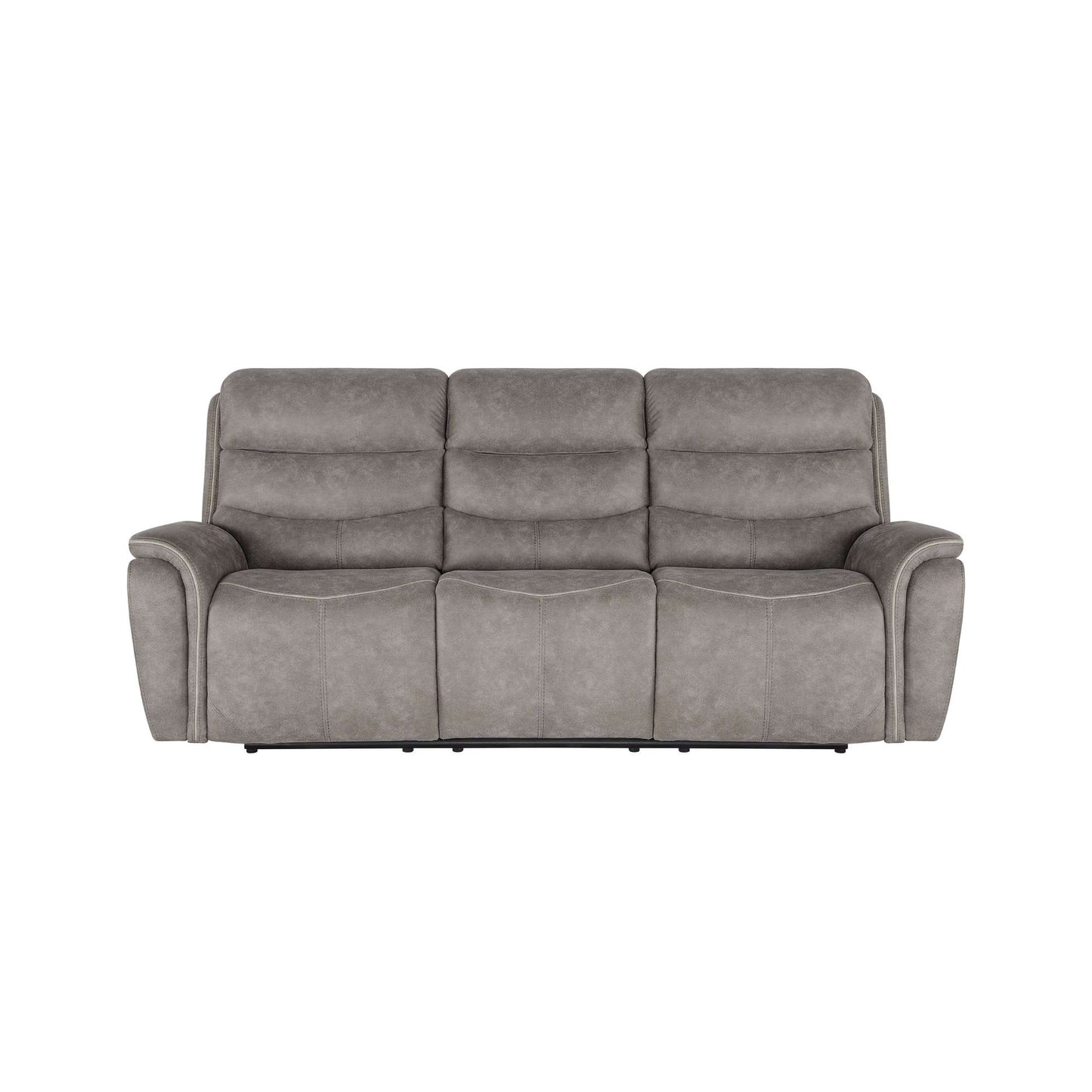 Brown grey reclining sofa on white background