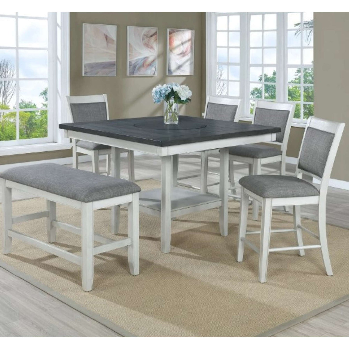 Faith 6 PC Counter Height Set with Lazy Susan