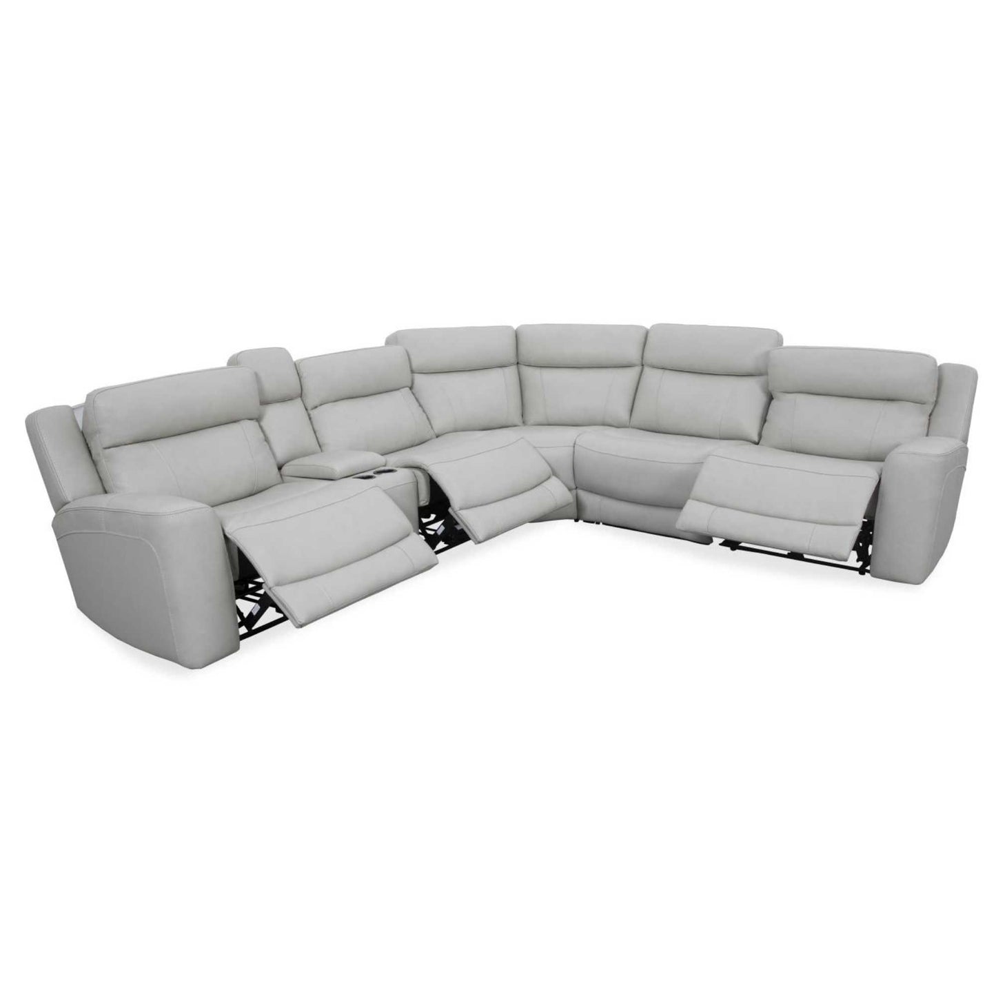 Kaydell 6-Piece Leather Reclining Sectional with Power Adjustable Headrests