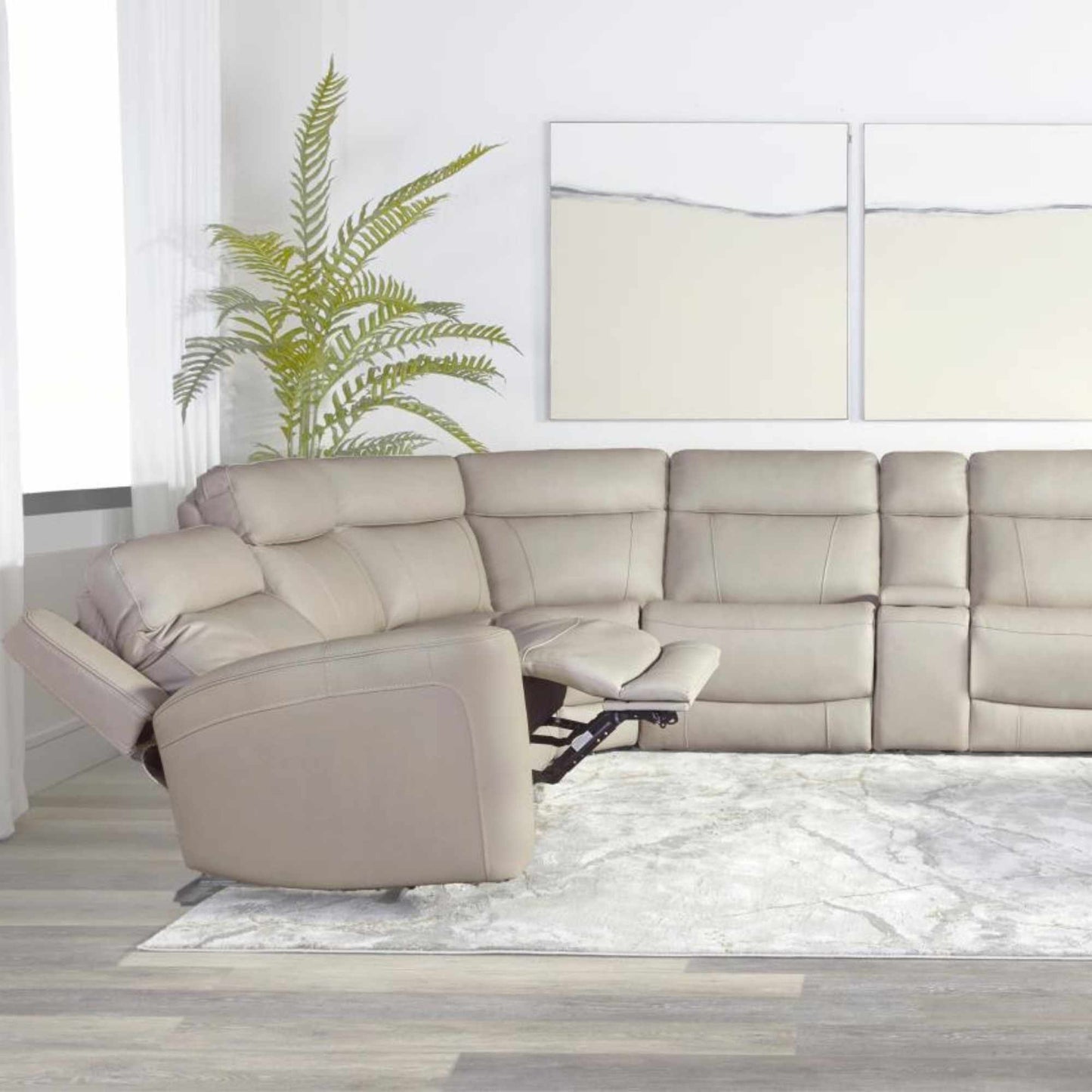 Kaydell 6-Piece Leather Reclining Sectional with Power Adjustable Headrests
