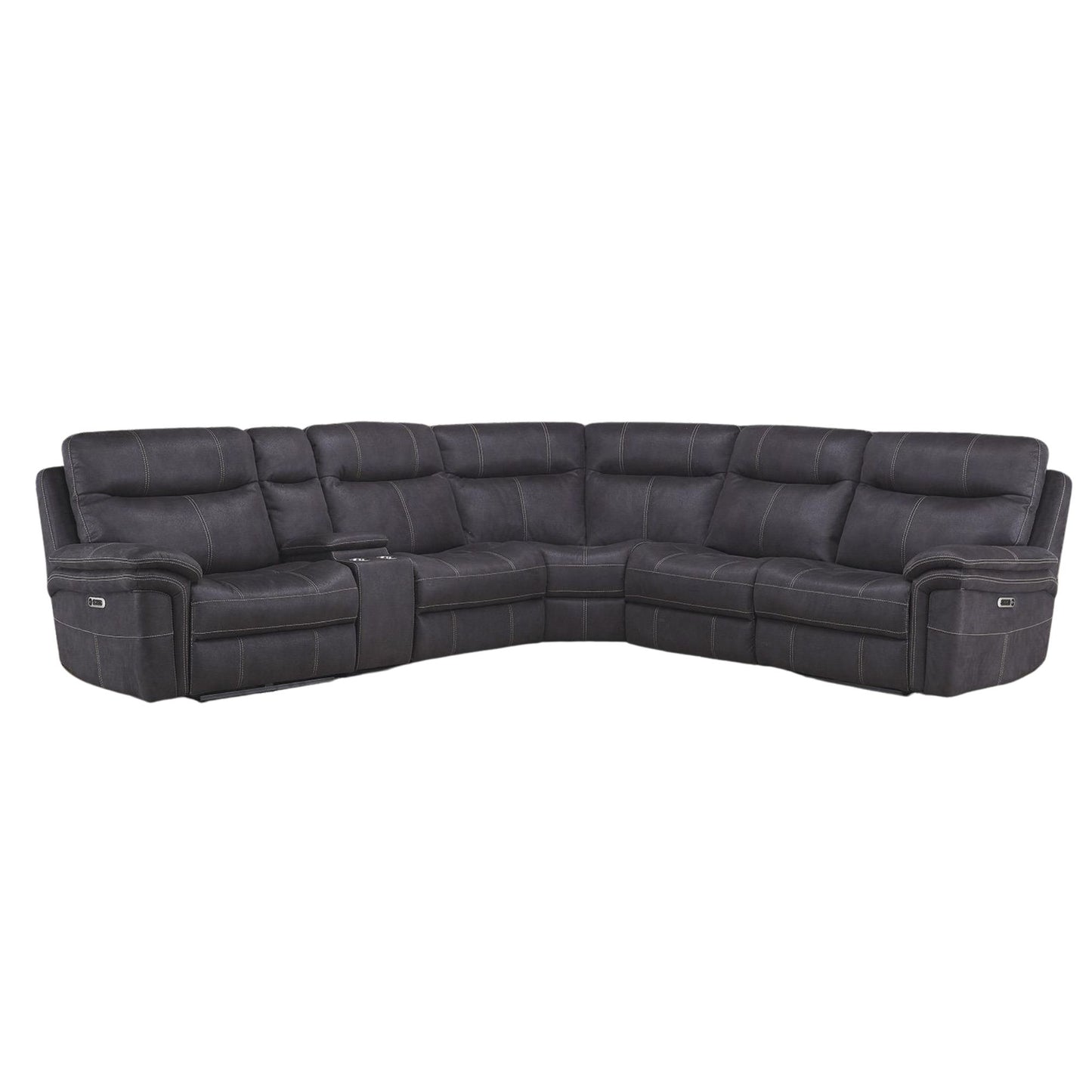 Black leather sectional sofa on a white background