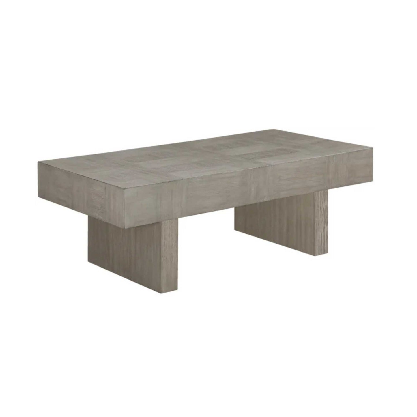 A rustic grey Palazzo coffee table made of wood with a rectangular shape and visible grain patterns.