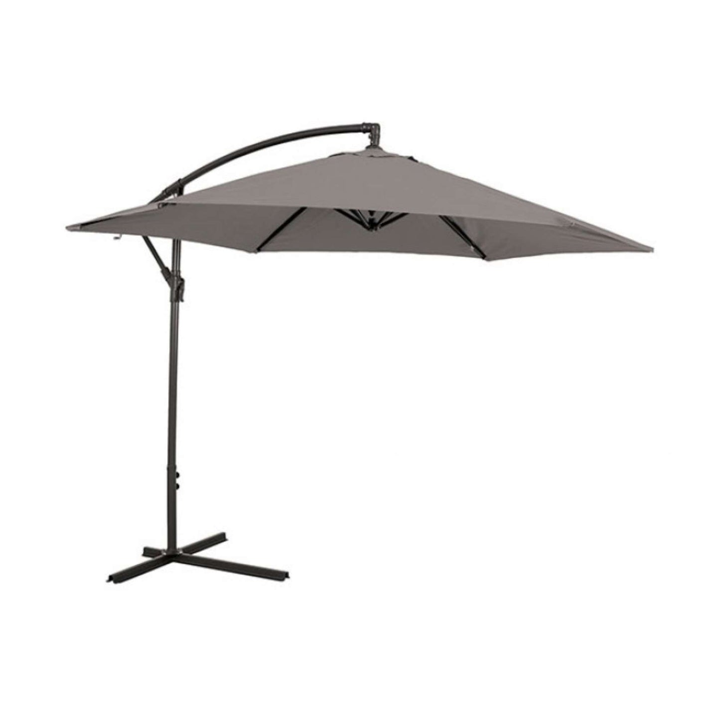 GM-3003GR Outdoor Cantilever Umbrella in Graphite w/LED Strip & Base on white background