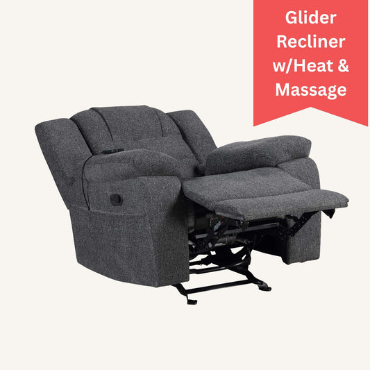 Erinberg Glider Recliner with Heat and Massage in Dark Grey
