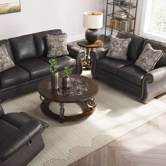 Brent Faux Leather Sofa and Loveseat Set