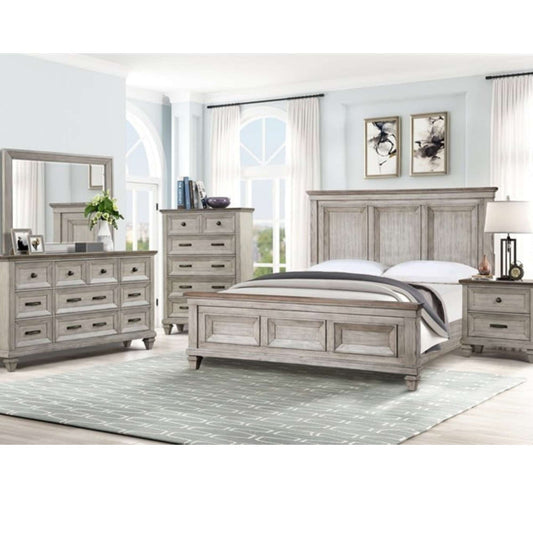 Cerpa 7-Piece Bedroom Set in Vintage Creme in bedroom setting