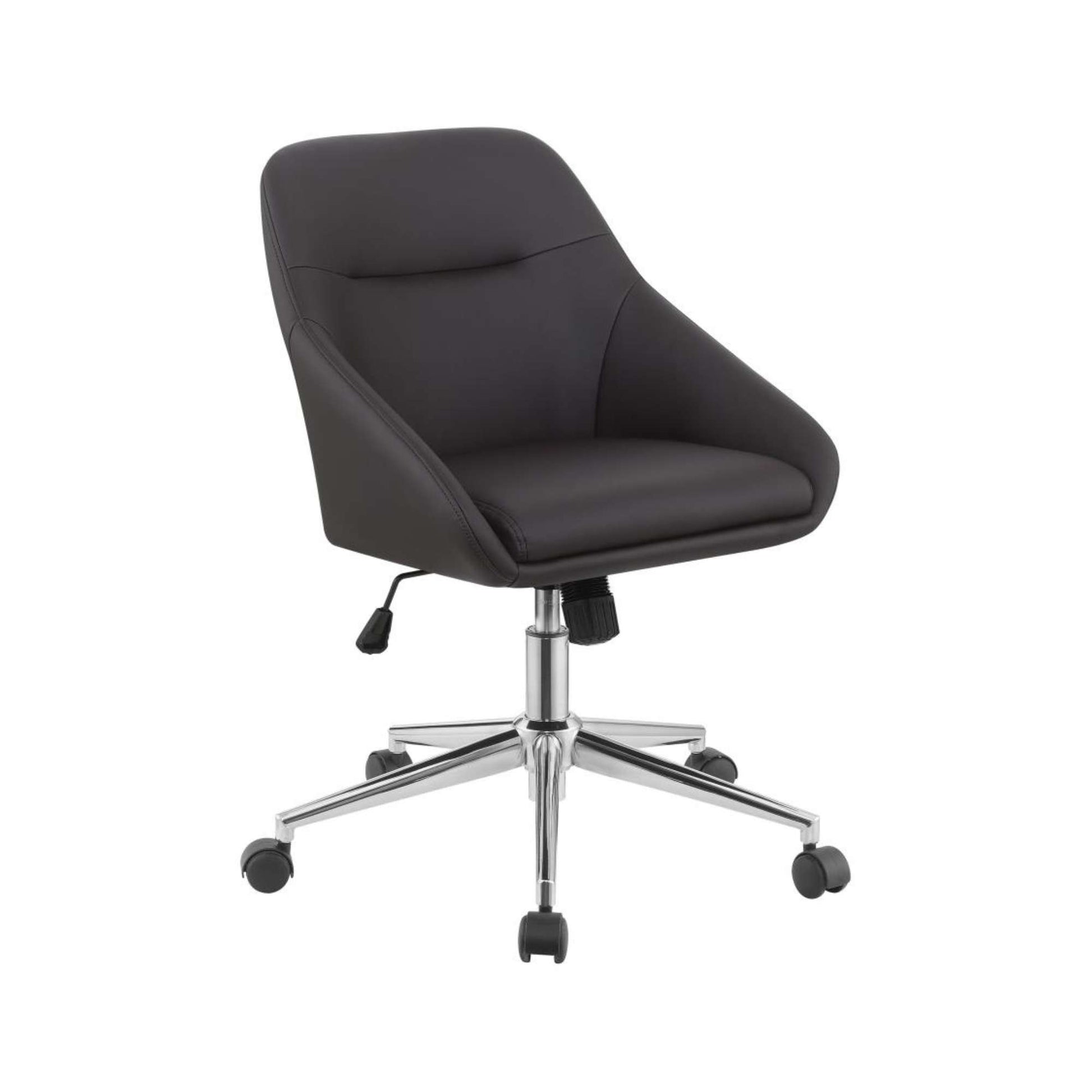 Black office chair with a chrome base on a white background