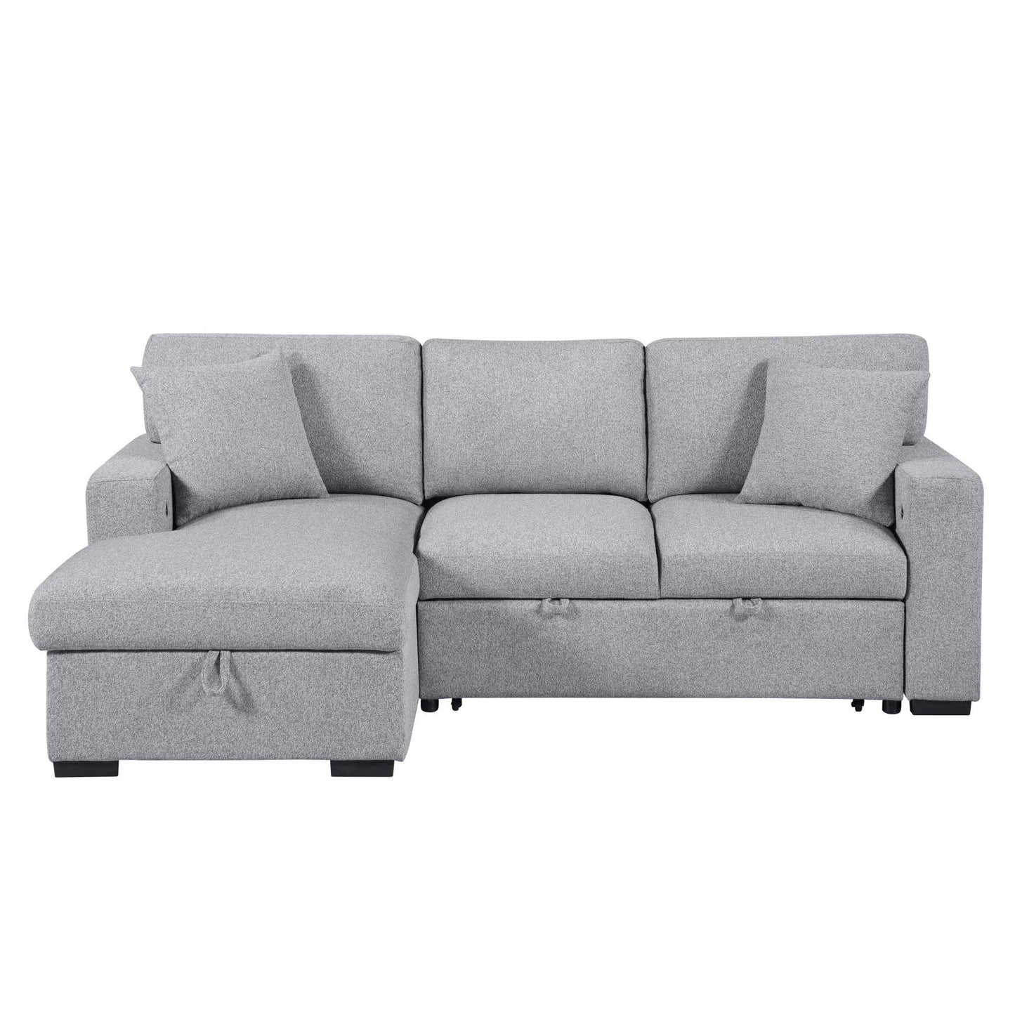 Donahue 2-Piece Sleeper Sectional with Chaise, Pull-Out Bed, Storage and Shelves