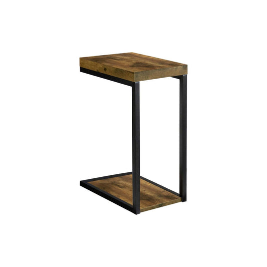 Edrice rustic side table with a rectangular wood top and lower shelf, supported by a black metal frame, shown on a plain white background.