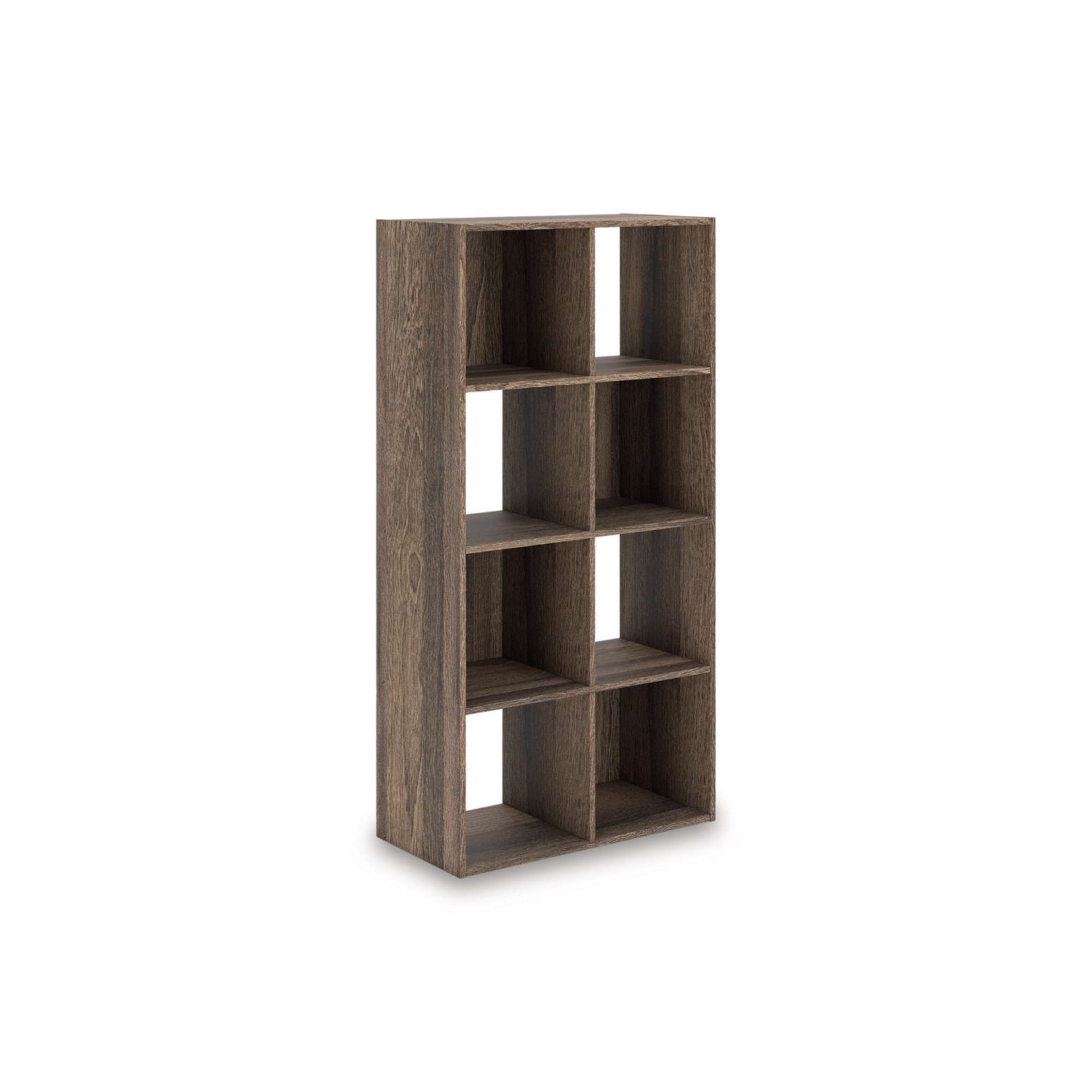 Ellorie Eight Cube Organizer/Bookcase in Warm Brown veneer on white background