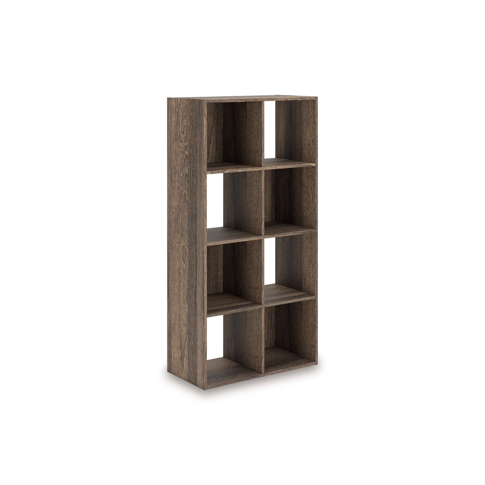 Ellorie Eight Cube Organizer/Bookcase in Warm Brown veneer on white background