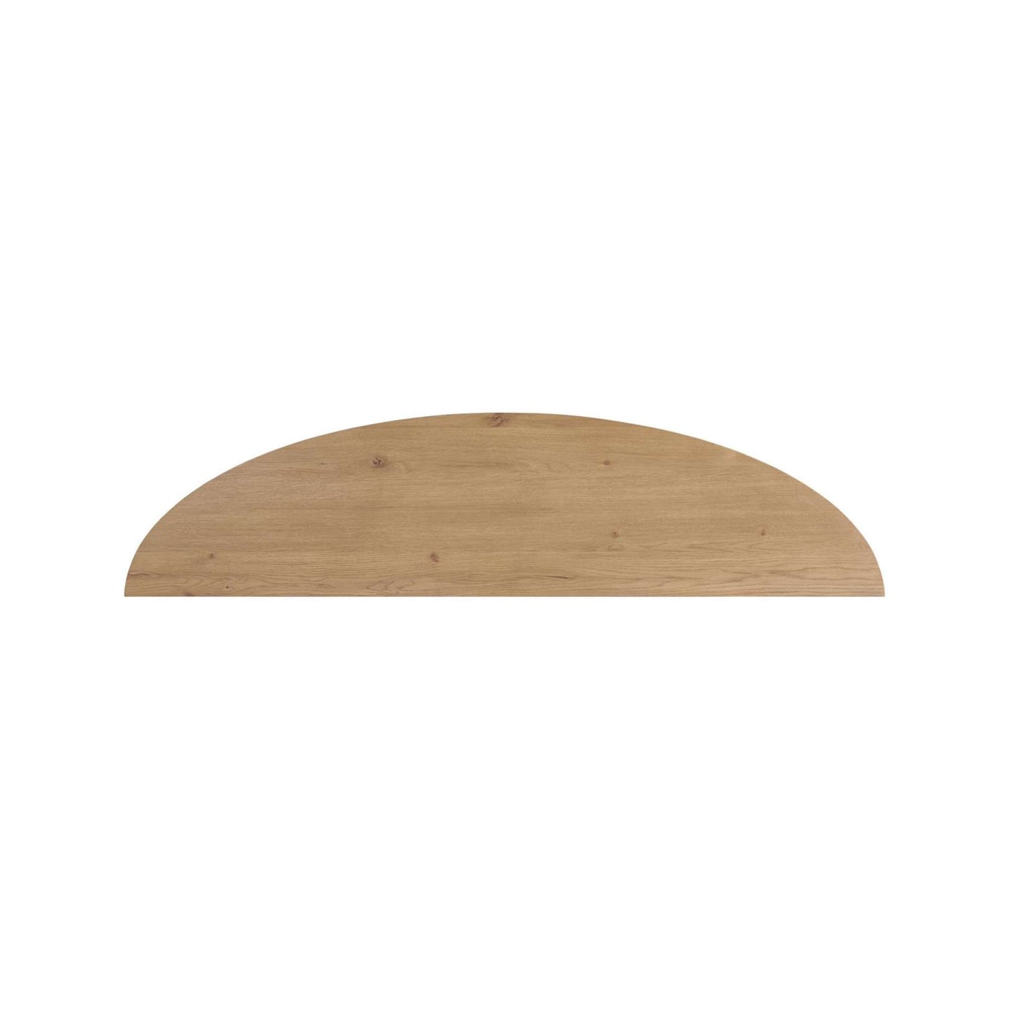 Wooden half-moon sofa table top on a white background