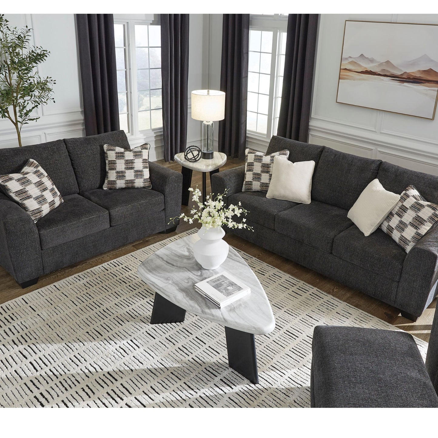 Top view of gorgius sofa set in living room setting