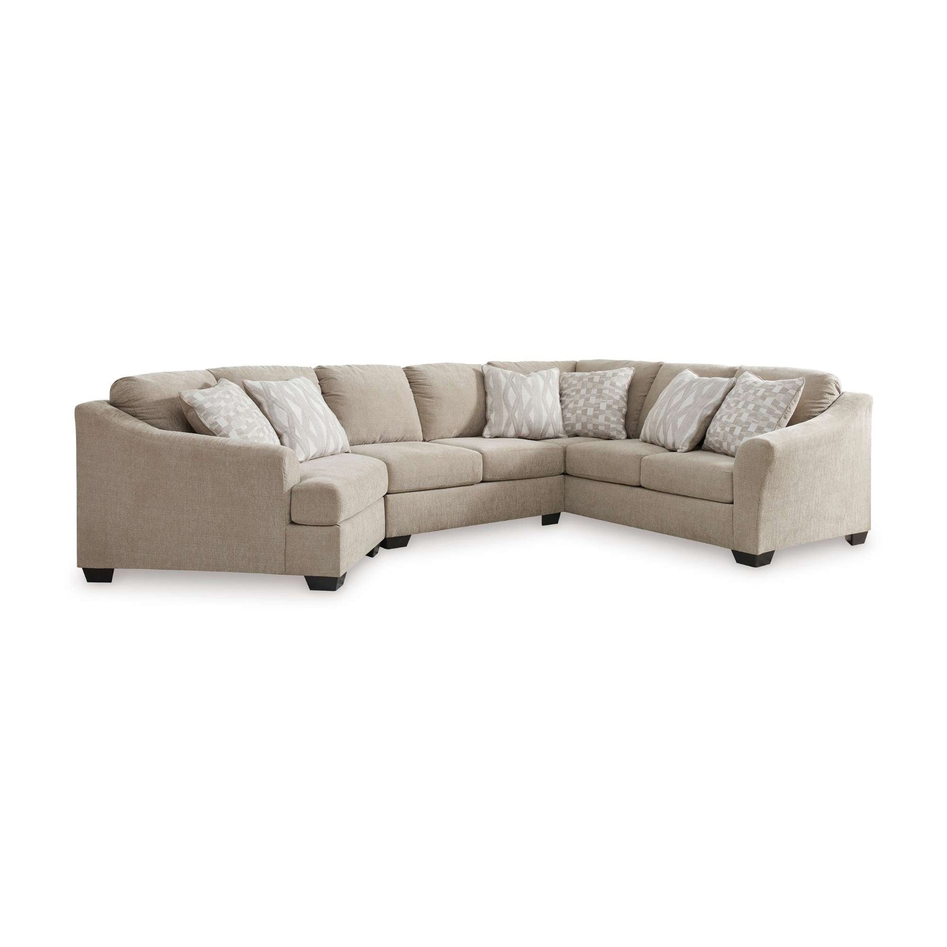 Left Facing Cuddler Grover sectional on white background