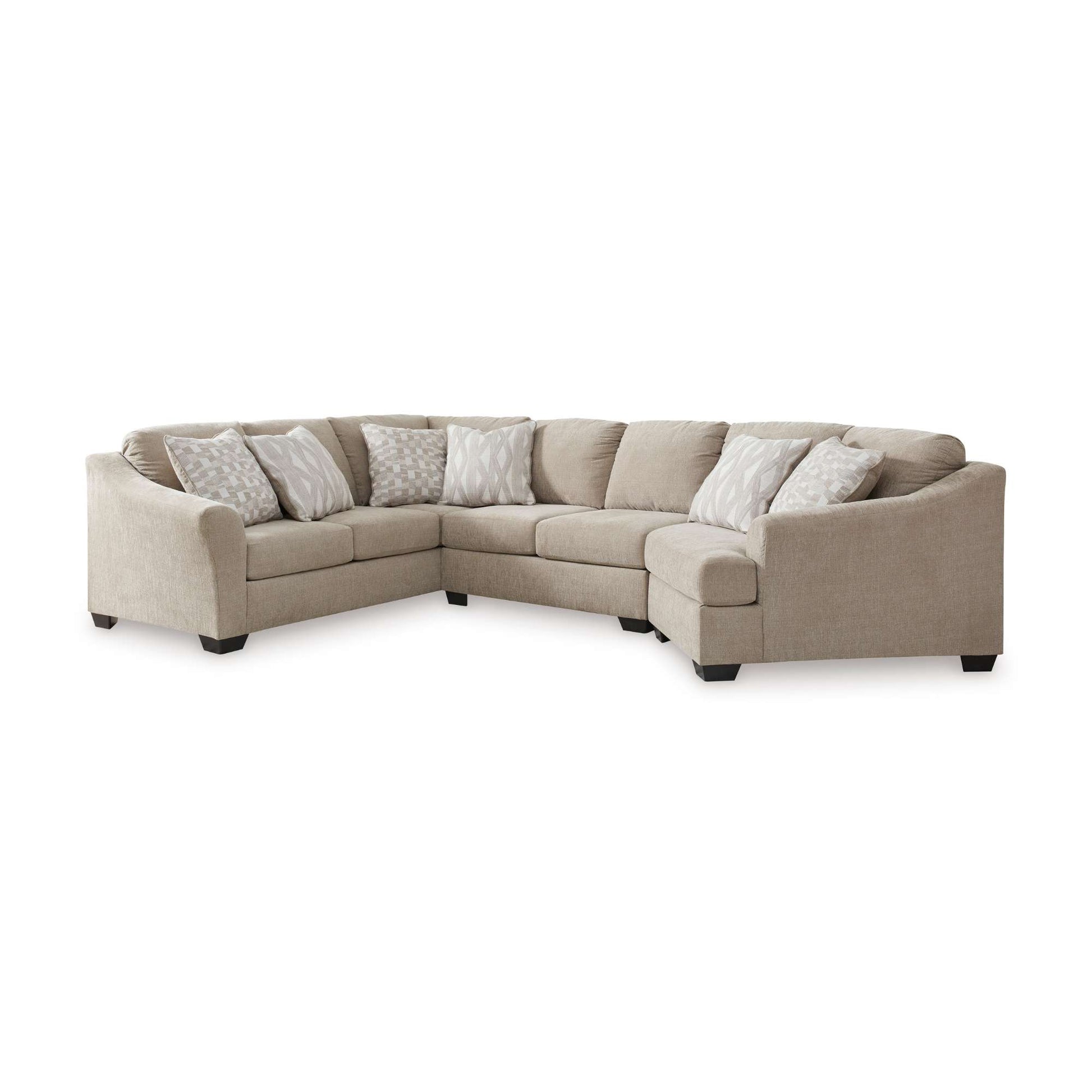 Right Facing Cuddler Grover sectional on white background