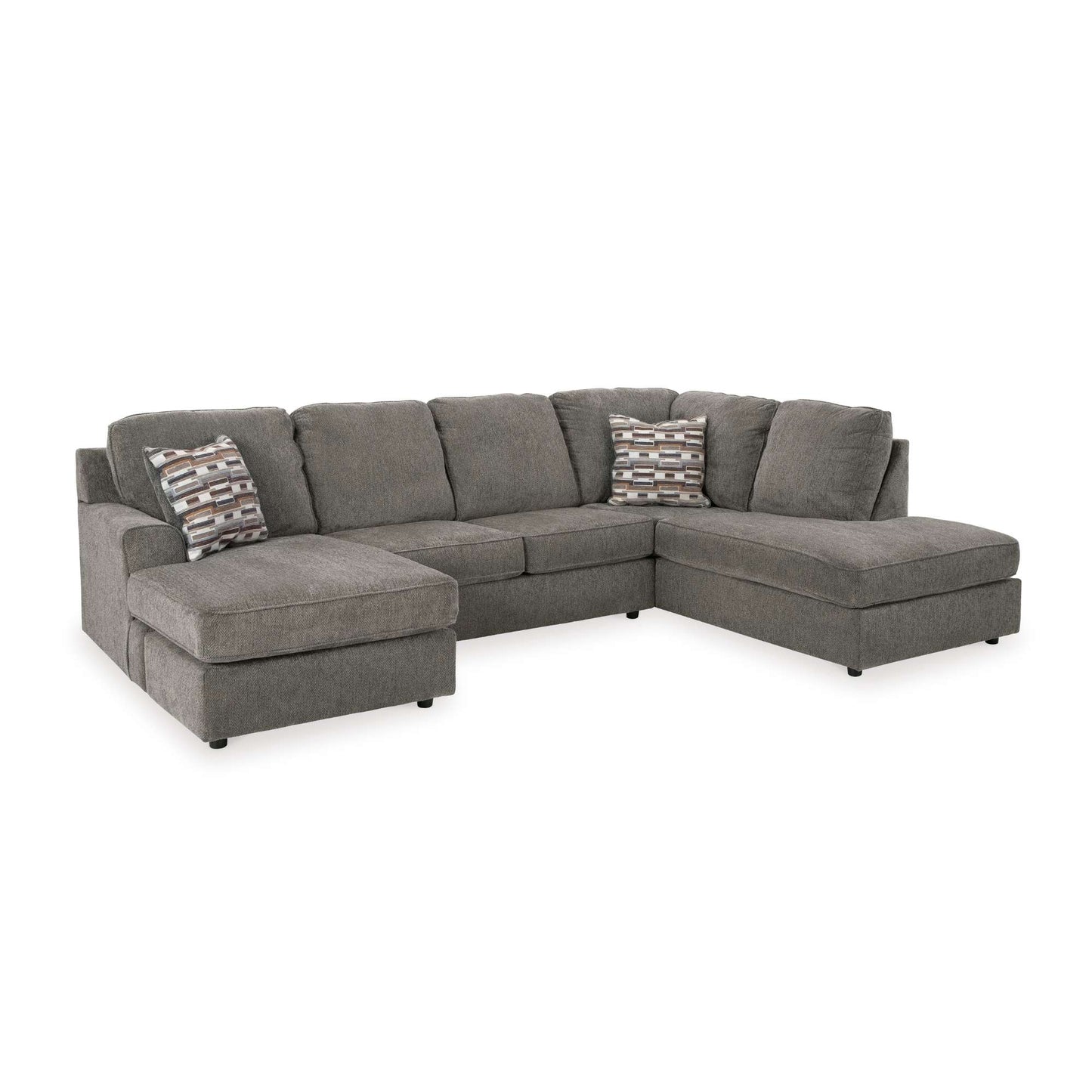 LAF Chaise Jase double chaise sectional in putty fabric on white background