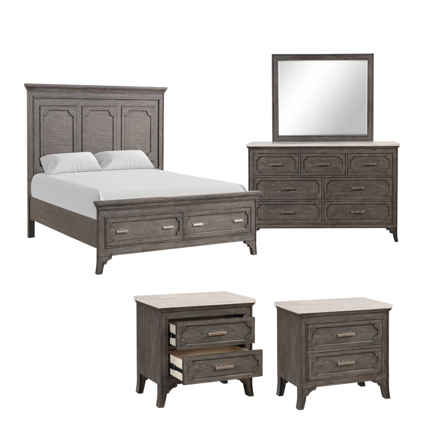 Kerring 7-Piece Bedroom Set with Genuine Marble Top