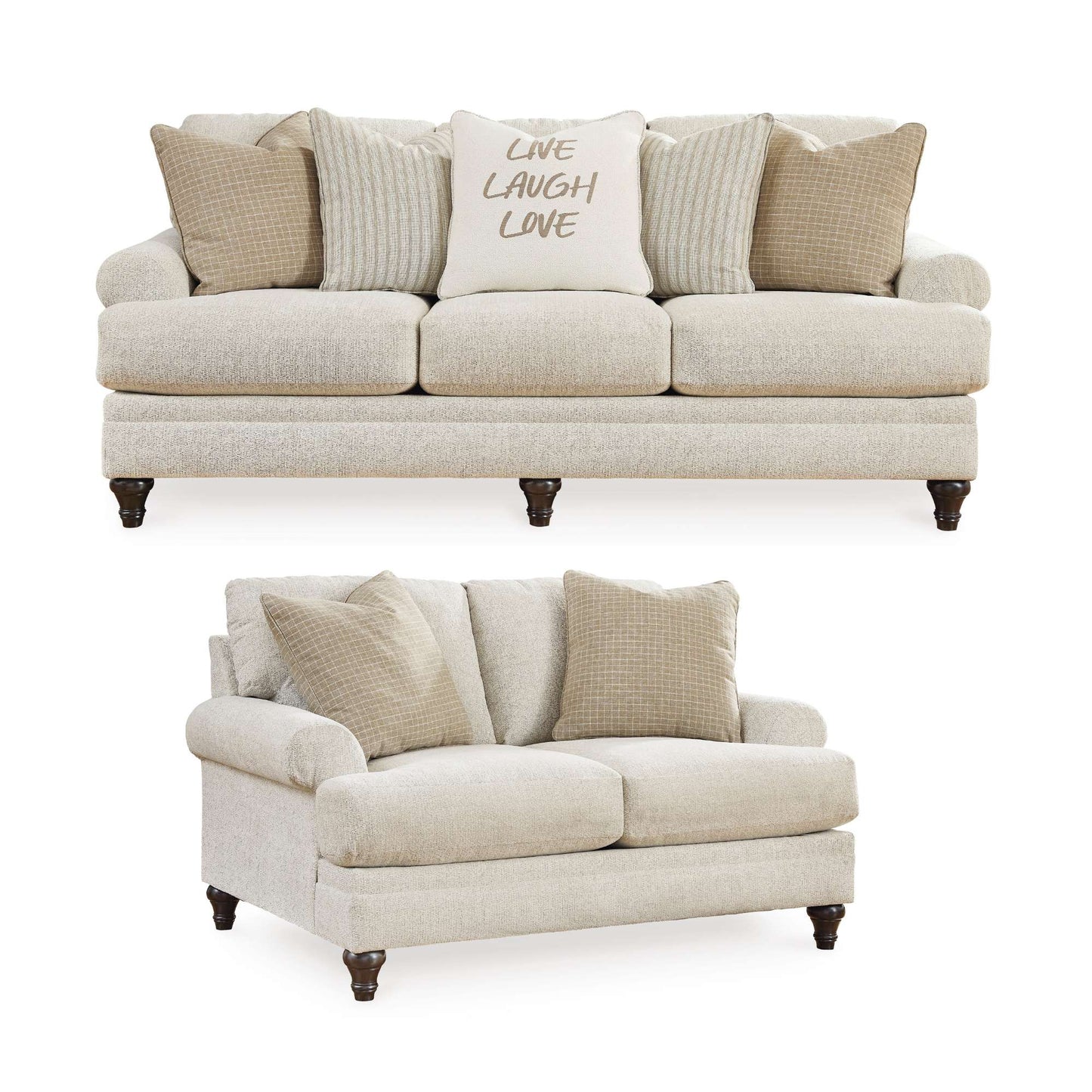 Lonnie "Live Laugh Love" Sofa and Loveseat Set