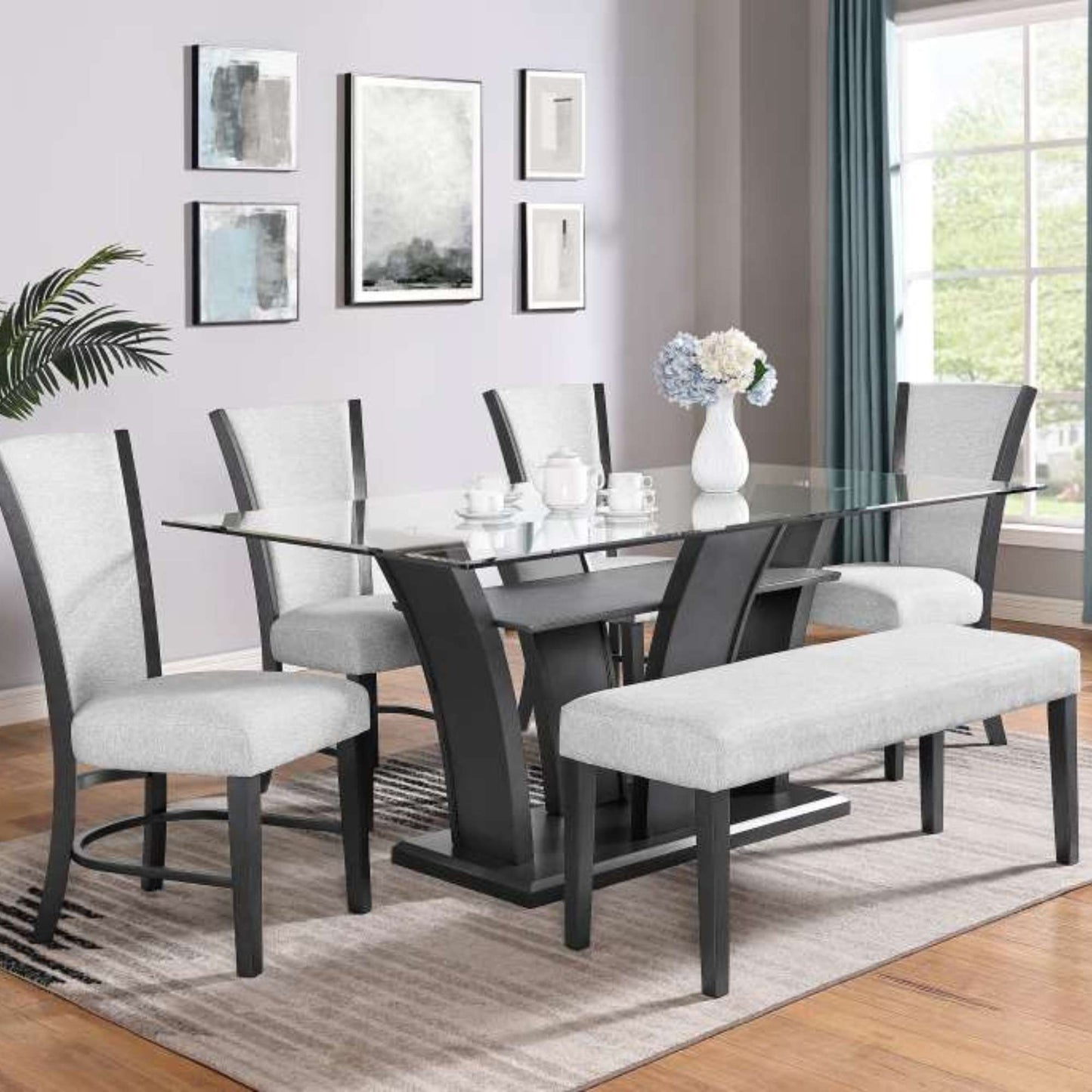 Vellara 6-Piece Dining Set with Bench